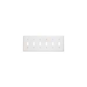  88036 W 6 Gang Toggle Switch Wall Plate   White: Home Improvement