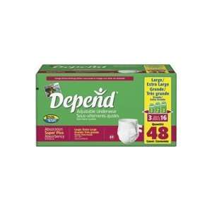  DEPEND ADJUSTABLE UNDERWEAR, LARGE 16/PACK Health 