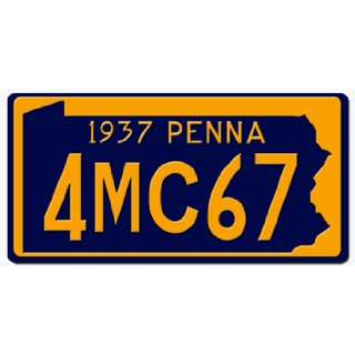 1937 PENNSYLVANIA STATE PLATE  EMBOSSED WITH YOUR CUSTOM NUMBER 