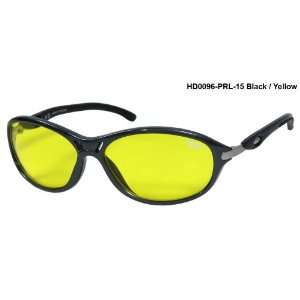   Womens HD0096 Sunglasses Black/Yellow Lens: Sports & Outdoors