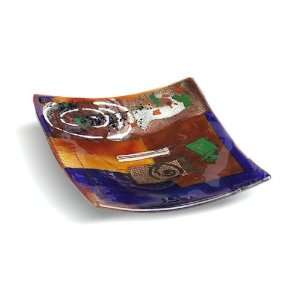  Abstract Shapes Large Square Fused Glass Plate: Kitchen 
