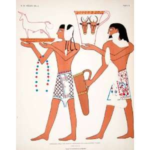   Tribute Pharaoh Tomb Thebes   Original Lithograph