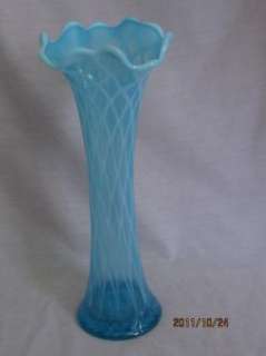 Jefferson Glass Blue Opalescent Vase  