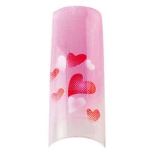   Nail Tips Set Pink Hearts 87767 + Aviva Nail File+ Nail Glue: Beauty
