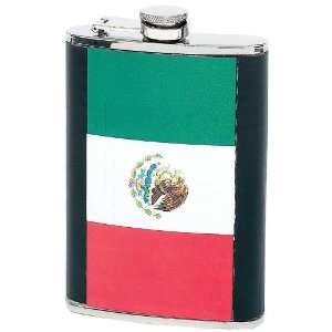   Flag Inset By Maxam® 8oz Stainless Steel Flask with Mexican Flag
