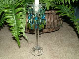 GLASS TURQUOISE AND LIME GREEN LEAVES BOBECHE NEW  