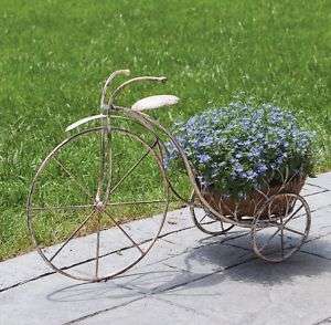Evergreen Garden Antique White Bicycle Plant Holder 746851408786 