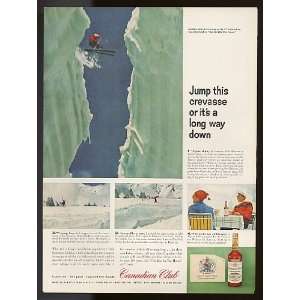  1959 Canadian Club Whisky Alpine Skiing Print Ad (8707 