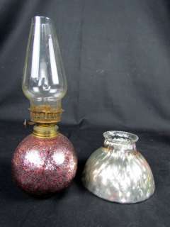 RARE* Antique Victorian Mercury Art Glass Miniature Oil Lamp  