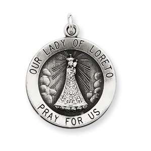  Sterling Silver Antiqued Our Lady of Loreto Medal Jewelry