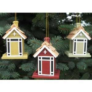  Cottage Feeder Ornament Set (Gold Red Green) (Ornaments 