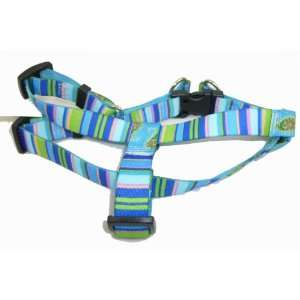    Striped Paisley Easy Step In Dog Harness Blues Small