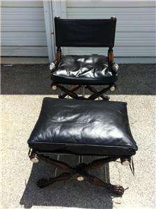 THEODORE ALEXANDER Black Leather Chair & Ottoman   BRAND NEW!!  