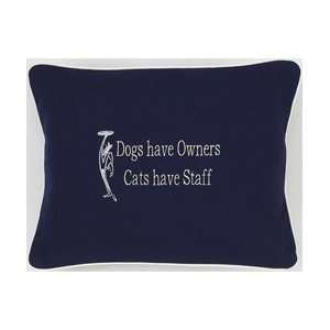   , Cats Have Staff Navy Blue Embroidered Gift Pillow
