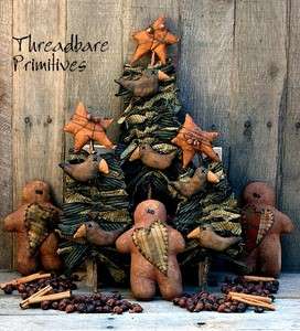 PATTERN Primitive Christmas Gingerbread Men Tree Ornies  