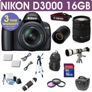  Nikon D3000 + Sigma 18 200 Lens + 650 1300mm Lens Camera 