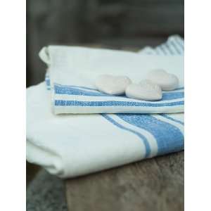  Blue Linen Hand and Guest Towels Tuscany