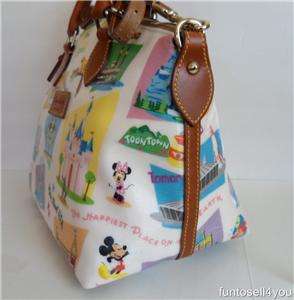 Dooney & Bourke Disneyland Retro Print Large Satchel Handbag NWT 