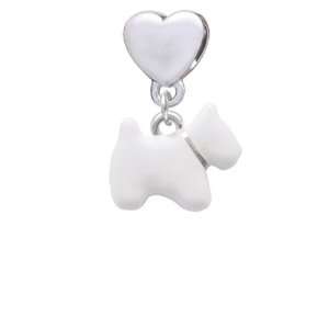   Westie Dog   Two Sided European Heart Charm Dangle Bead [Jewelry