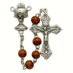   5mm Brown Wood Beads and Chalice Center Rosary Arts, Crafts & Sewing