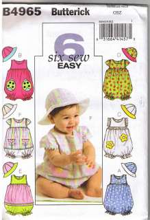 Easy Infant Baby Rompers Hat Sewing Pattern S M L XL  
