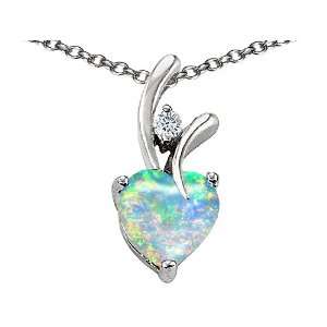   Heart Shaped Opal Pendant in 925 Sterling Silver Star K Jewelry