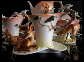 Cute Deer Coffee Set Cup/Saucer/Tray/Creamer/Sugar/Pot  