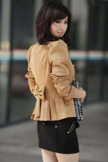 2012 NEW Womens Slim Puff Sleeves Suit Blazer bowknot 3 Color Jacket 