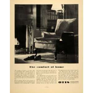  1934 Ad Otis Elevator Living Room Comfort Maintenance 