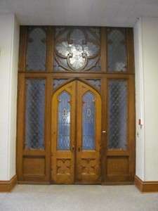THE BEST GOTHIC OAK STAINED GLASS ANTIQUE ENTRY WAY  