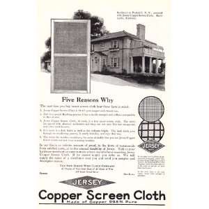  Print Ad 1925 Jersey Copper Screen Cloth Peekskill, NY 