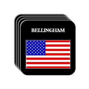 US Flag   Bellingham, Washington (WA) Set of 4 Mini Mousepad Coasters