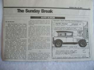 1929 1/2 Ford Model A Tudor Auto Album Paper Article  