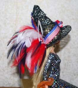 Mini Patriotic Witch Hat FitsTyler Gene Barbie Doll  