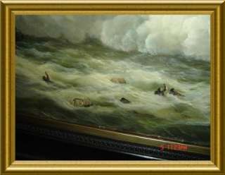   PONTIER LARGE! GALLEONS PIRATE SHIPS BATTLE SEASCAPE Oil Painting