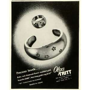  1945 Ad Olga Tritt New York Jewelry Ruby Diamond Flower 
