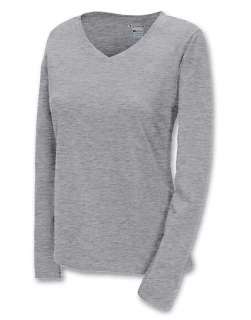   100% Cotton V Neck Long Sleeve Womens T Shirt   style 7918  
