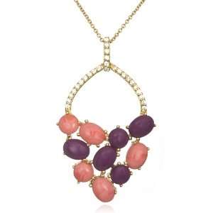 Pink & Purple Coral Fancy Pendant in Gold Plate 18 