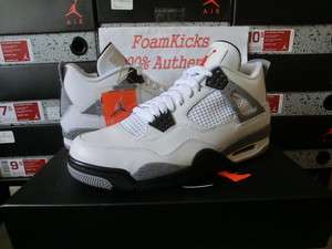Nike Air Jordan 4 IV Retro White/Cement Grey Black 308497 103 Men Size 
