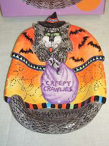 Fitz & Floyd Halloween Kitty Witches Candy Dish, NIB 746944782199 