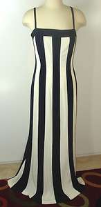 Evening Gown/Dress Womens Formal Wear Navy/Ivory Stripe by Nadine 