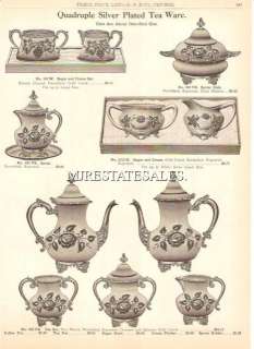 1910 Antique Silver Plate Tea Set Kettle Catalog Ad  