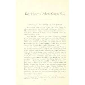  Early History Of Atlantic County, New Jersey; Record Of 