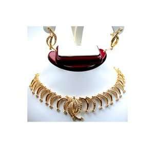  Gold Plated Necklace and Earrings Set Jewelry