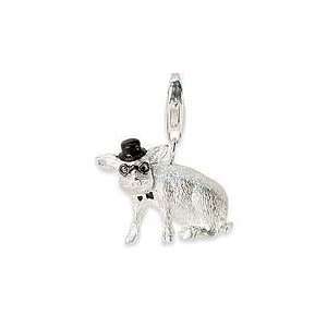   Lucky Charms   Gentleman Pig Solid 3D Sterling Silver Charms: Jewelry