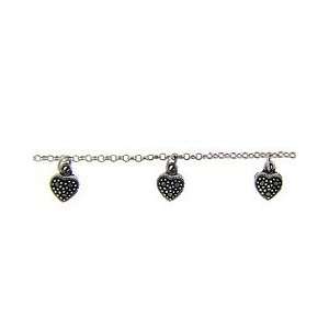    Sterling Silver Marcasite Heart Design Charm Bracelet Jewelry