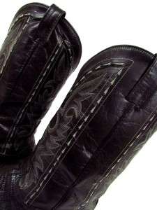 mens black DAN POST embroidered lizard cowboy western boots leather sz 