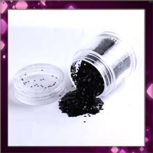 LY Black Colour Nail Art Sparkling Glitter Powder Dust Tips Salon Set 