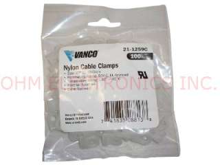 Lot of 100   1/8 0.125 Nylon Cable Clamps   Vanco # 21 1259C 
