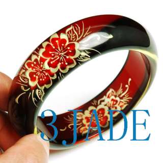 60mm Fine Inner Carved Synthetic Amber Bangle Bracelet  